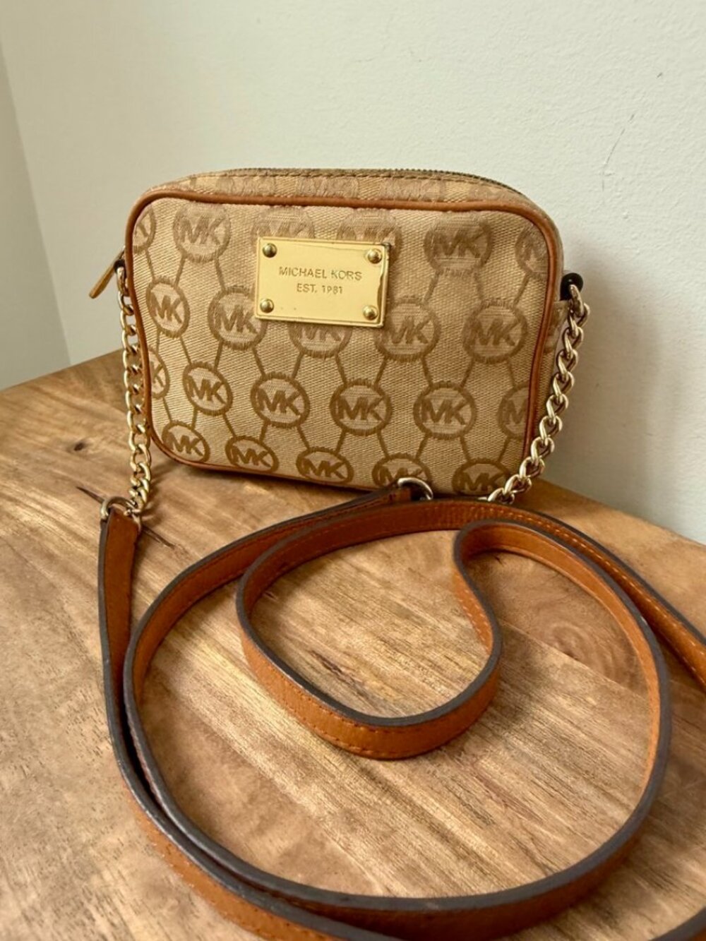 MICHAEL KORS Jet Set Monogram Logo Small Jacquard Crossbody Bag